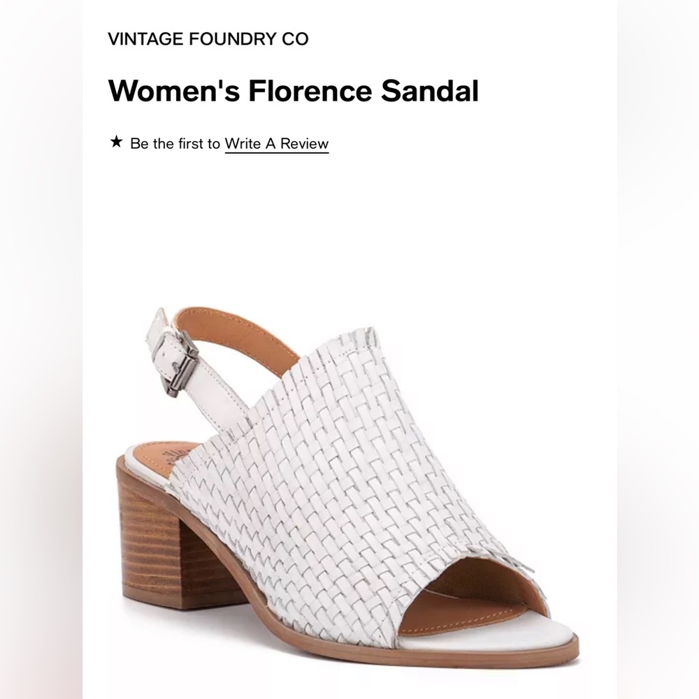W7 white woven leather peep toe sling backs w chunky heel Vintage Foundry NWOB